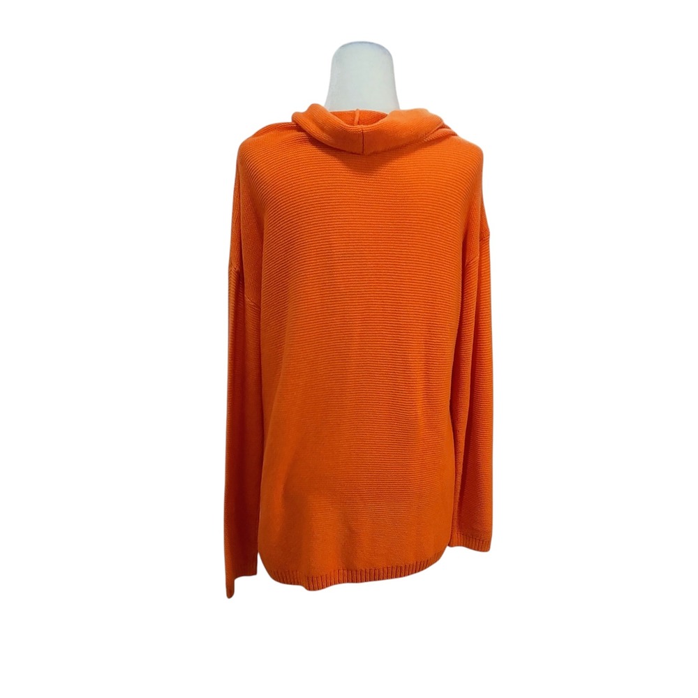 NWT J.Jill Sunset Orange Cotton Blend Knit Sweater Fall Pumpkin Cozy Halloween - Picture 6 of 11